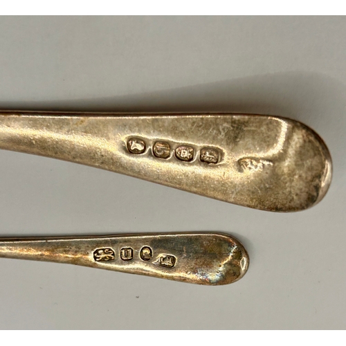 215 - Two Georgian Silver Hallmarked Spoons, One A Table Spoon The Other A Sugar Spoon. Largest 18cm x 4cm... 