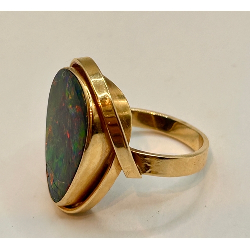 222 - Vintage 9Ct Gold Stamped (W9D) Ring With Australian Opal. Size M, 5.64Grams.