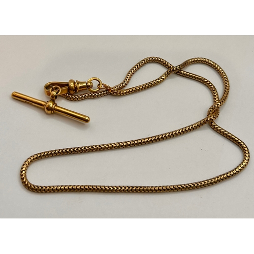 7A - 9Ct Gold Necklace With 9Ct Gold Hallmarked T Bar. 46cm, 14.29Grams.