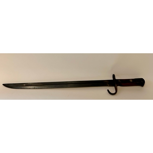 305 - British WW1 Style Le Enfield Bayonet And Leather Scabbard 57.5cm x 8.5cm.