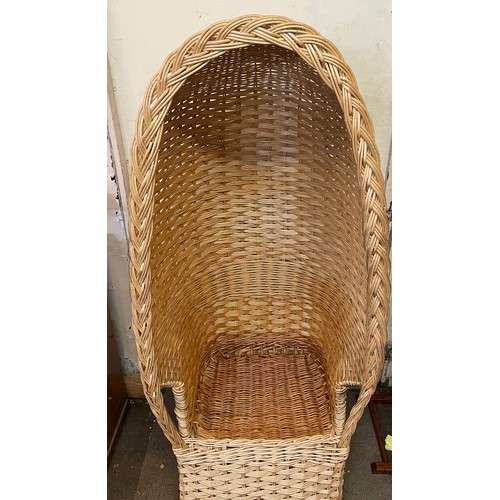 451 - Vintage Woven Cane Italian Style Hall / Porters Chair. 163 cms High