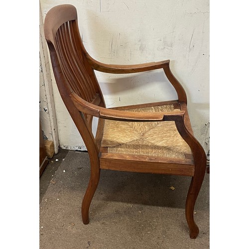 456 - Antique Rush Seated Armchair.