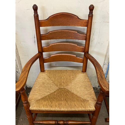 457 - Antique Ladder Back Chair With Rush Seat.