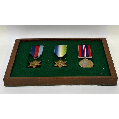 126 - A group of WW2 full size medals mounted in tray. To include, The 1939-1945 star, The Atlantic star a... 