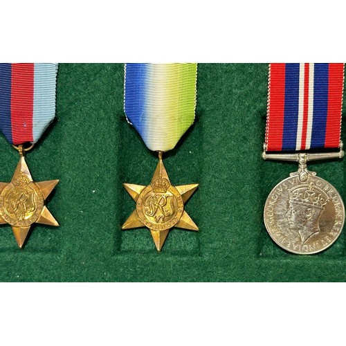 126 - A group of WW2 full size medals mounted in tray. To include, The 1939-1945 star, The Atlantic star a... 