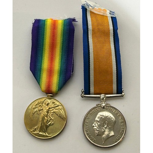 128 - Pair of WW1 full size Medals on ribbon to include, Victory medal and British war Medal (x2) Named to... 