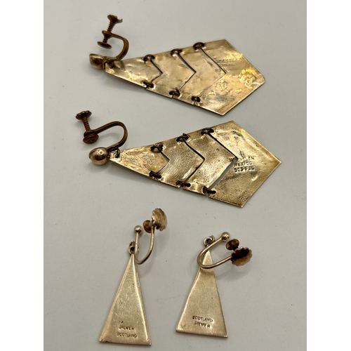 236 - Two Pairs Of Silver Decorative Earrings To Include A Mexican 1970's Abolne Earrings And One Other. L... 