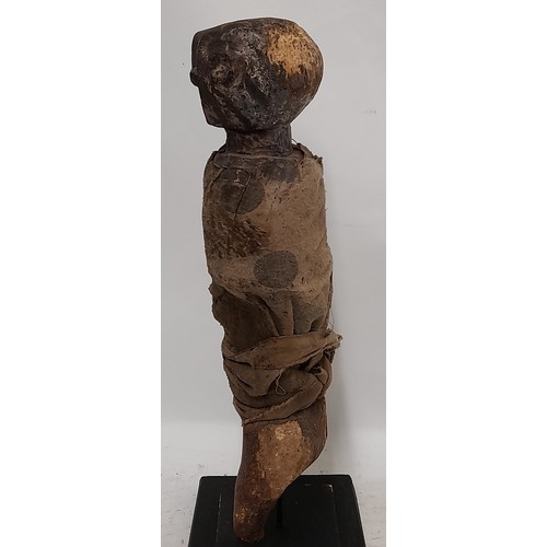 416 - FON Fetish Figure on Stand with remains of Blue pigment to face, 47cm high x 12cm wide