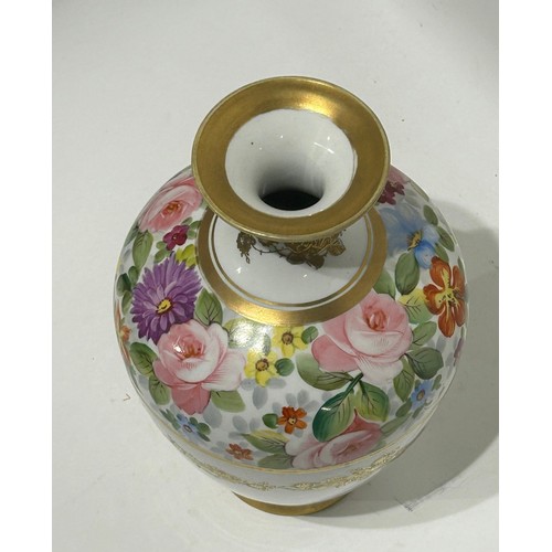 210 - A hand painted Noritake Japanese floral design vase. Measures 23cm high x 14cm at its widest.