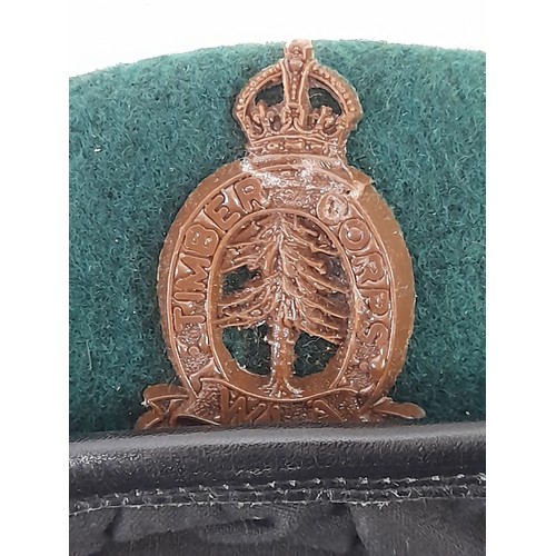 192 - Green Beret with Timber Corps ( Womans Land Army) Cap Badge