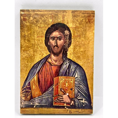 251 - Three Religious Icons On Wood. Largest 21cm x 13cm.  (3)