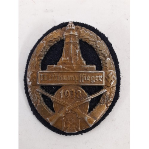 316 - WW2 Style Third Reich 1937 SA Sport Badge7.5cm x 6cm and NSRKB Kyffhauserbund Wettkampfsieger Sleeve... 