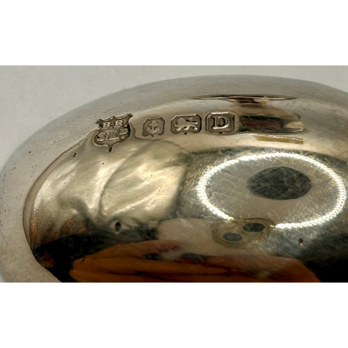 8A - Silver Hallmarked Egg Cup With Hallmarked Spoon In Case. 6cm x 4.5cm, 34.33Grams.