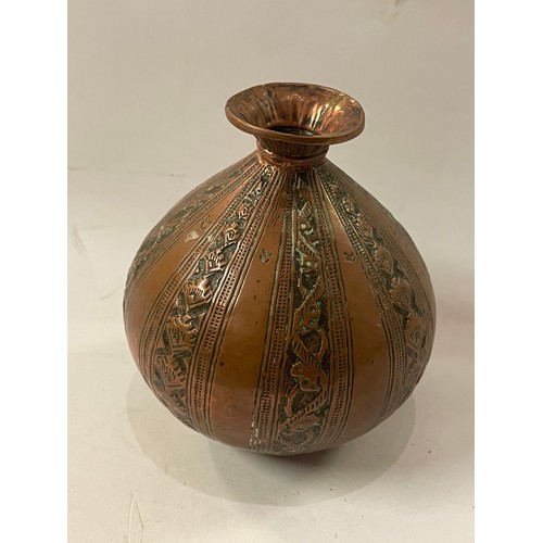 425 - Hand Tooled Copper Ganga Vase. 9cms High