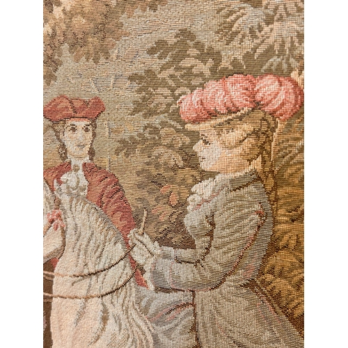 267 - French Vintage Framed Tapestry Of Country Side Scene. 67cm x 62cm.