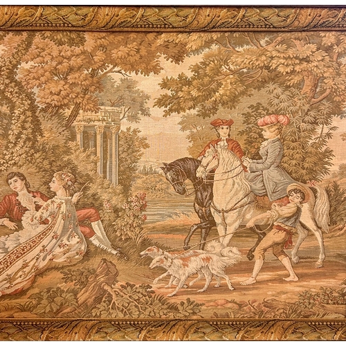 267 - French Vintage Framed Tapestry Of Country Side Scene. 67cm x 62cm.