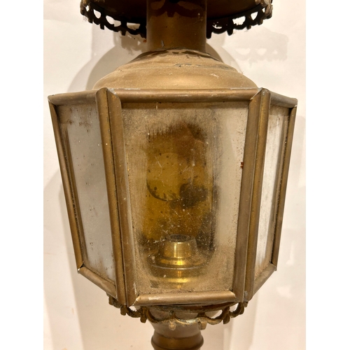 436 - Two Decorative Brass Vintage Carriage Lamps With Eagl Finials. 78cm x 20cm.  (2)