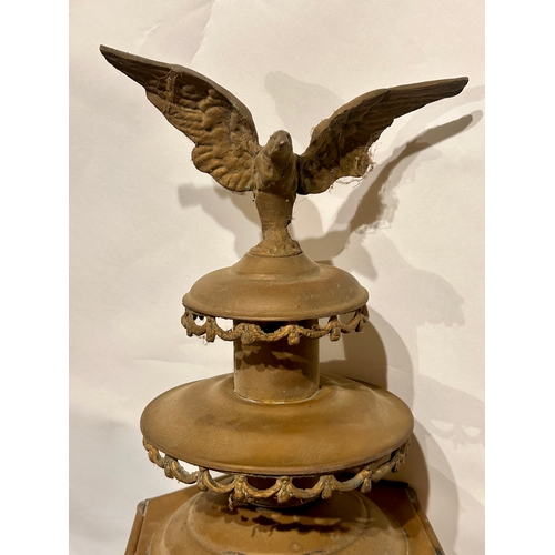 436 - Two Decorative Brass Vintage Carriage Lamps With Eagl Finials. 78cm x 20cm.  (2)