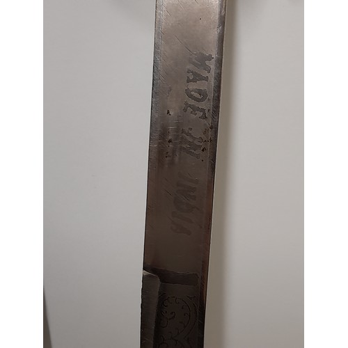 352 - Copy Of A  Sword Made in India with 76cm long etched blade