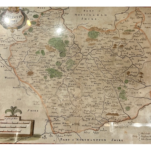 272 - Vintage Robert Morden Map Of Leicestershire Framed And Glazed . 45cm x 38cm.