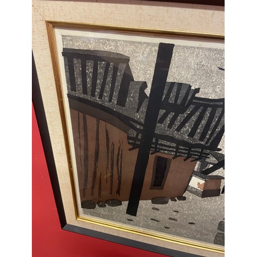 437 - Kiyoshi Saito Signed Limited Edition Japanese  Woodblock Dated 1962. overall size 63 x 49 cms inner ... 