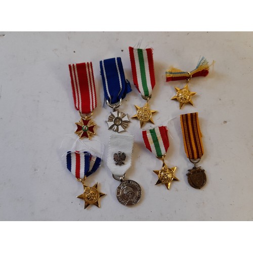 364 - 8 x Miniature Military Style Medals