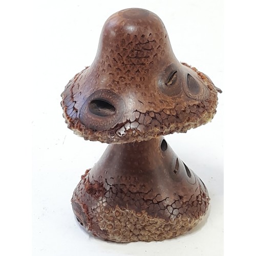 472 - Unusual Wood Turned Mushroom From a Banksia Nut, 10cm high x 7cm diameter