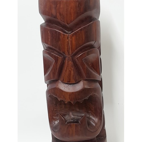 473 - Large Decorative wood Carving of a Figure with Large Head, 68cm high x 14cm diameter