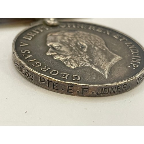 396 - WW1 Medal Named To E.F JONES THE QUEENS R.