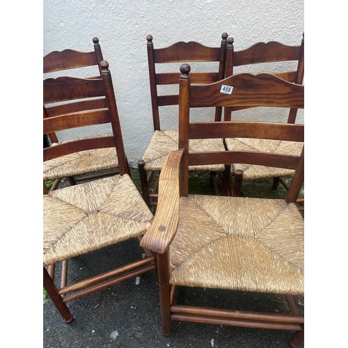 458 - Five Antique Rush Seated Chairs (5)