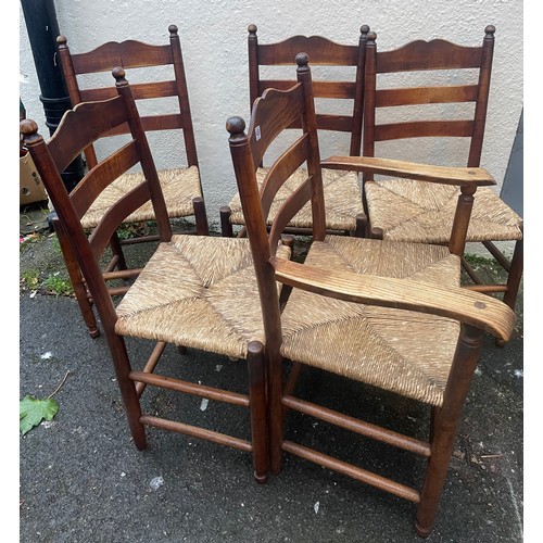 458 - Five Antique Rush Seated Chairs (5)