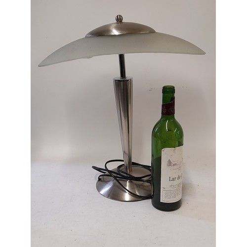 288 - Mid Century Art Deco Style chrome and Glass Table Light, 46cm high x 43cm wide