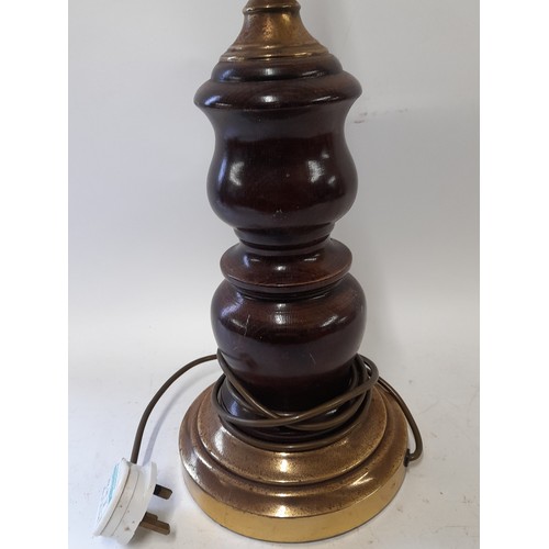 290 - Turned Wood on Brass Base Table Lamp, 45cm high