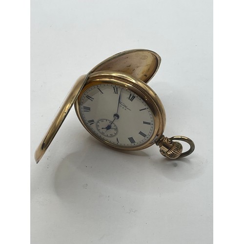 16B - A Gold Plated Waltham Full Hunter Pocket Watch.