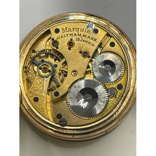 16B - A Gold Plated Waltham Full Hunter Pocket Watch.