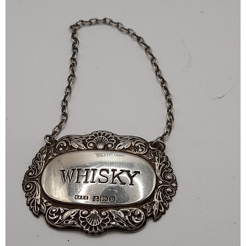 510 - Silver Hallmarked Whisky Decanter Label, 12grams