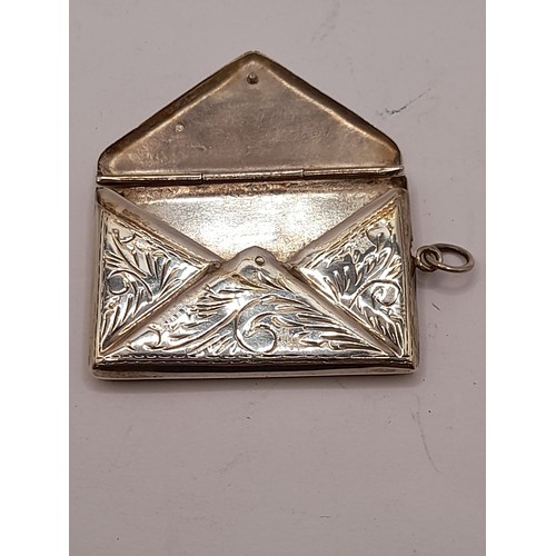 528 - Silver Hallmarked Stamp Holder in the form of an Envelope, 16.1 grams