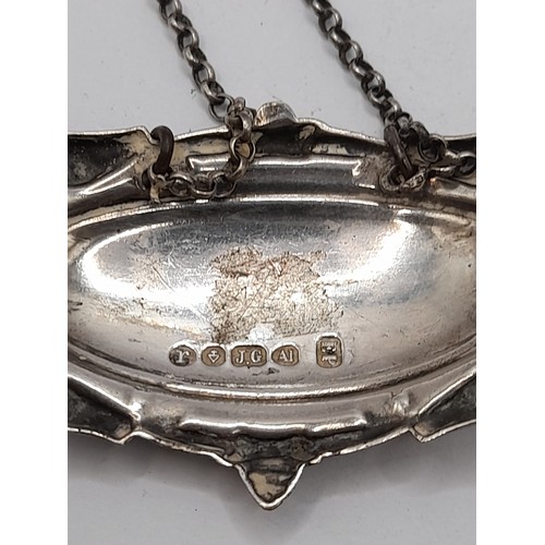 529 - Silver Hallmarked Sherry Decanter Label, 11.2 grams