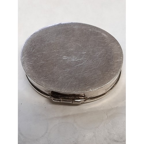 536 - Silver Hallmarked oval Pill Box, 11.5 grams