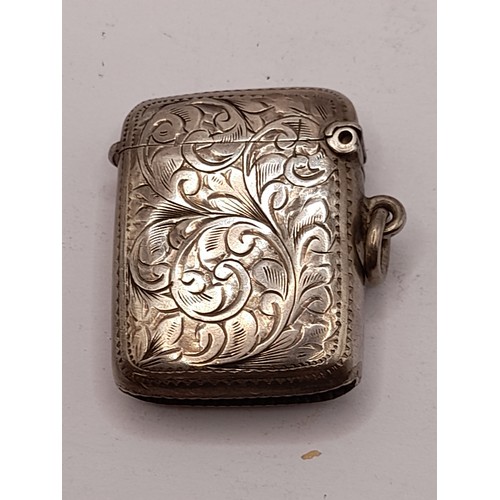 542 - Silver Hallmarked Vesta Case with monogram, 15.1 grams