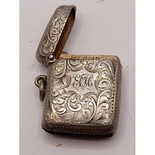 542 - Silver Hallmarked Vesta Case with monogram, 15.1 grams