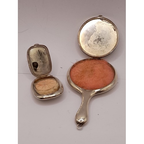 563 - 2 x Silver Hallmarked Compacts with mirrors, 31.9grams total weight