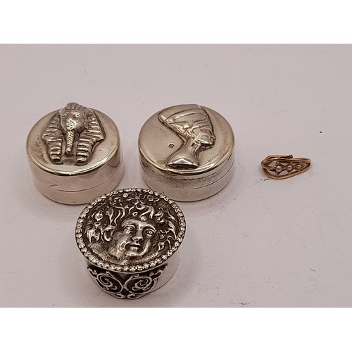 568 - 3 x Small Boxes, one silver Hallmarked Along With Two Others weight 16.8 grams Along With A  Piece o... 