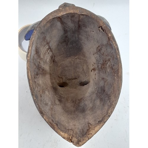 177 - Tribal Mask, Carved wood mask with White face and red painted scars to cheeks, 33cm x 21cm