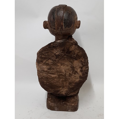 189 - Tribal Figure, Cloth Bound carved wood Fetish figure, 36cm high