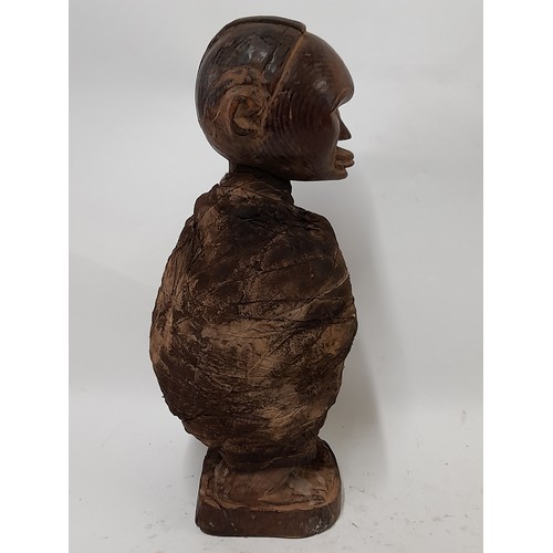 189 - Tribal Figure, Cloth Bound carved wood Fetish figure, 36cm high