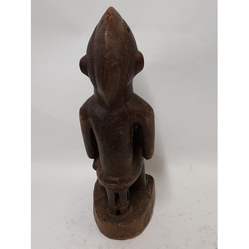 190 - Tribal Figure, Carved wood Figure of a woman Breastfeeding a Baby, 40cm high