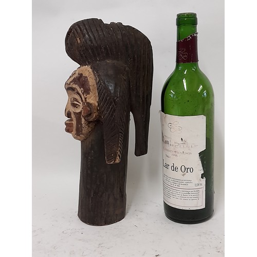 192 - Tribal Carved Wood Head on Pedestal, 31cm high