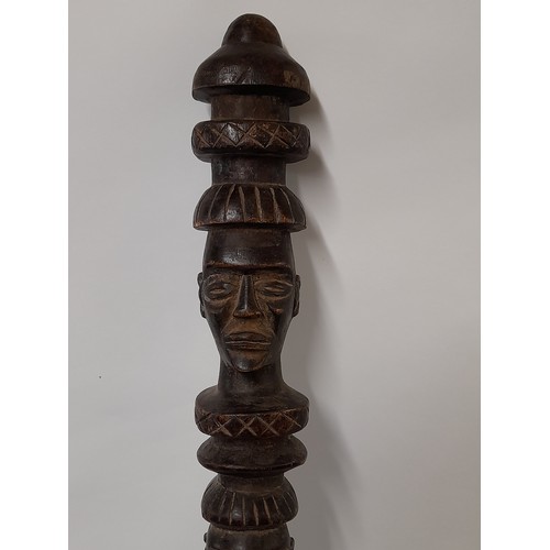 197 - Tribal, Carved wood  Lwena Scepter, 93cm long