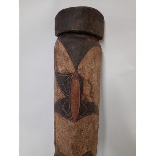 202 - Tribal Carved wood Long Face mask with colourful design, 93cm long